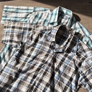 Set of two - Men's Plaid Short Sleeve Shirt - Blue and Gray